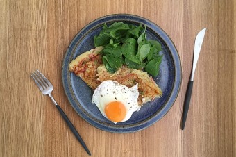 新じゃがとグリンピースのパンケーキ